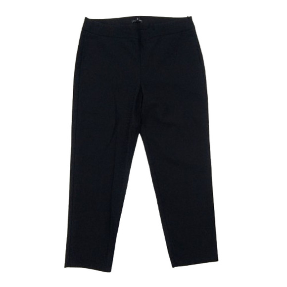 Eileen Fisher Black Textured Jacquard Slim Leg Ankle Pants Size 16 Side Zip - Picture 1 of 7